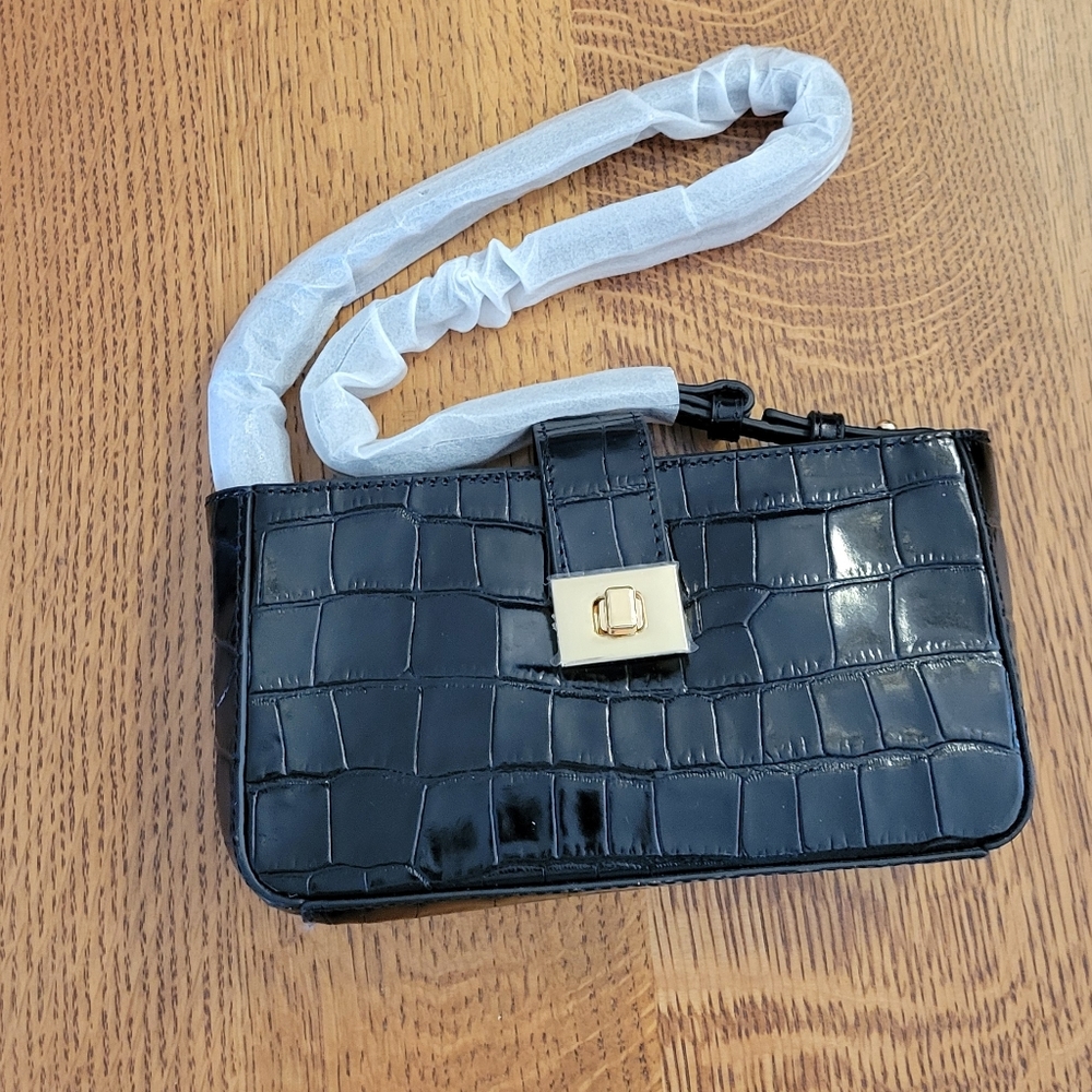 J. Crew Eddie 3-in-1 bag in Croc-embossed Italian Leather - black - Picture 4 of 9